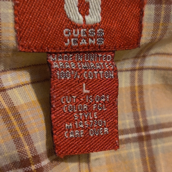 Guess Jeans Plaid Long Sleeve Shirt Mens - Sz L - Picture 5 of 6